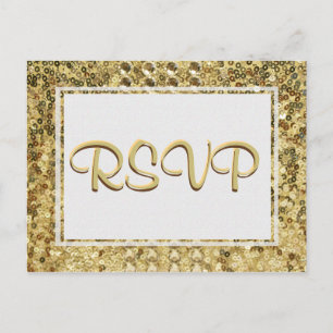 Cartão Postal De Convite Sequin do ouro de RSVP