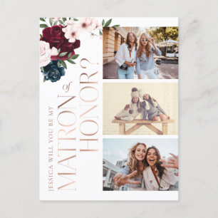 Cartão Postal De Convite Ser a minha mãe de honra? Foto do Marinho Florals