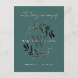 CARTÃO POSTAL DE CONVITE SERVIÇO MEMORIAL DA SEMPATIA WREATH FAUNA PINK VER