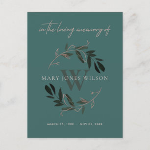 CARTÃO POSTAL DE CONVITE SERVIÇO MEMORIAL DA SEMPATIA WREATH FAUNA PINK VER