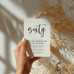 Cartão Postal De Convite Sessenta | Moderna 60ª Festa de aniversário Preta<br><div class="desc">Este moderno, preto e branco, convite de aniversário 60º apresenta a tipografia moderna clássica. A palavra "sessenta" aparece na caligrafia do estilo do script. Perfeito por dar o tom de na moda para uma maravilhosa, sexagésima celebração festa de aniversário. O esquema de cores do convite é fácil de personalizar -...</div>