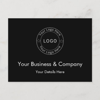 Cartão Postal De Convite Seu logotipo empresarial em preto personalizado
