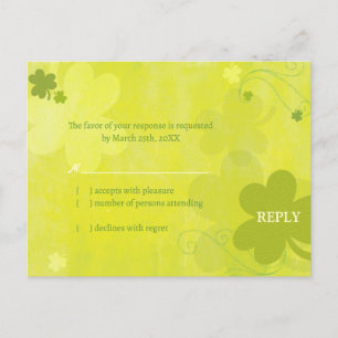 Cartão Postal De Convite Shamrocks irlandeses dançando RSVP de Casamento