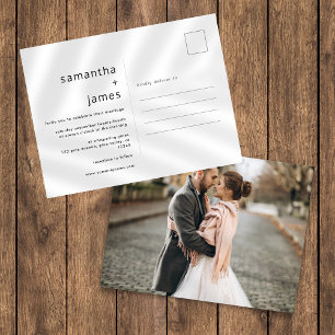 Cartão Postal De Convite Simples Casamento Fotográfico Minimalista Moderno