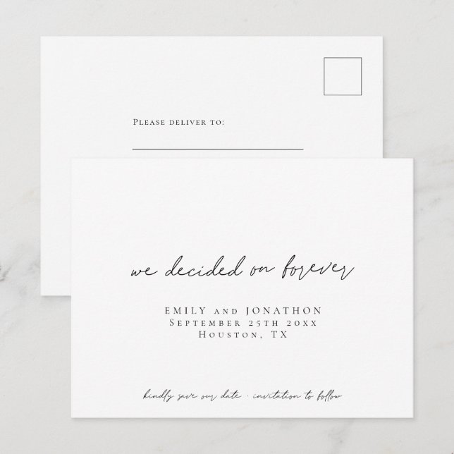 Cartão Postal De Convite Simples Decidimos salvar a data do roteiro para se (Frente/Verso)