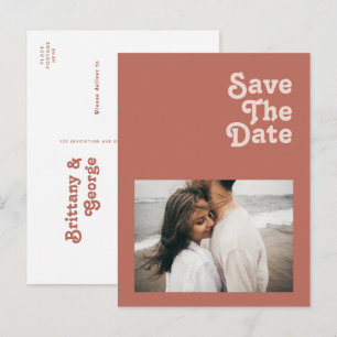 Cartão Postal De Convite Simples Vibrações Retrô   Foto Old Rose Salvar a D