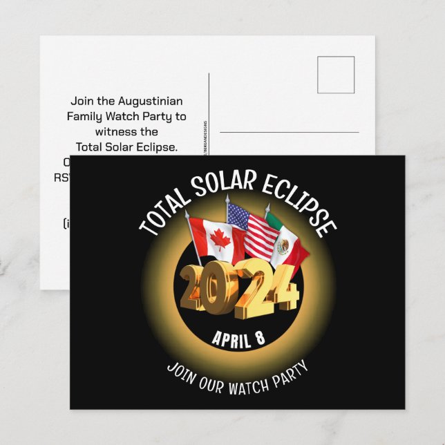 Cartão Postal De Convite Sinalizadores ECLIPSE SOLAR TOTAL 2024 personaliza (Frente/Verso)
