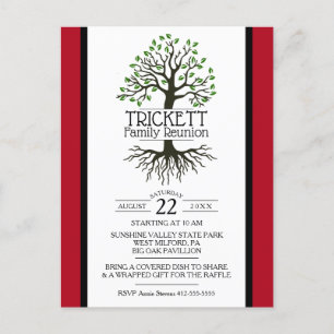 Cartão Postal De Convite Sindicato da Família Árvore da Família Vermelha Es