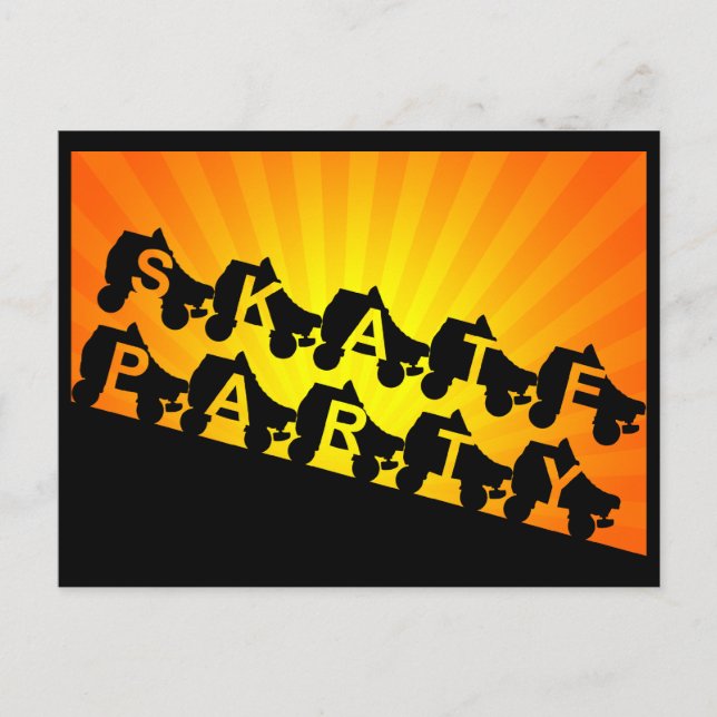 Cartão Postal De Convite skate: raios solares (Frente)