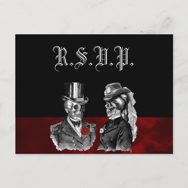 Cartão Postal De Convite Skeleton Skeleton RSVP (Frente)