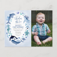 Sob o Mar Blue Boy Foto de qualquer aniversário