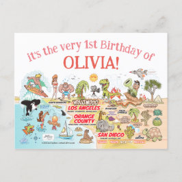 Cartão Postal De Convite SoCal do primeiro aniversario Personalizado