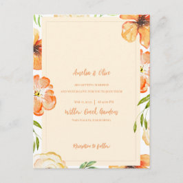 Cartão Postal De Convite Soft Peach Garden Meadow Florals Wedding