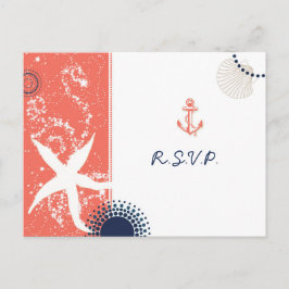 Cartão Postal De Convite Starfish Beach Sand NMaritime Wedding RSVP