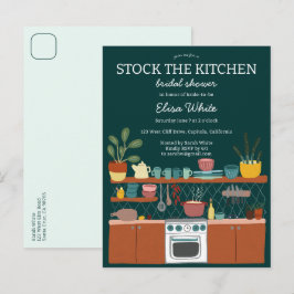 Cartão Postal De Convite STOCK THE KITCHEN Bridal Shower Cute CUSTOM