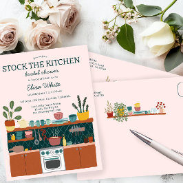 Cartão Postal De Convite STOCK THE KITCHEN Bridal Shower Cute CUSTOM