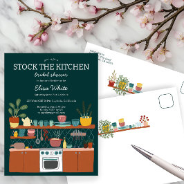 Cartão Postal De Convite STOCK THE KITCHEN Bridal Shower Cute CUSTOM