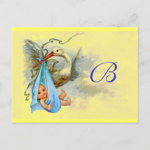 CARTÃO POSTAL DE CONVITE STORK BABY BOY CHÁ 2