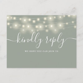 Cartão Postal De Convite String Lights Sage Green Song Request RSVP