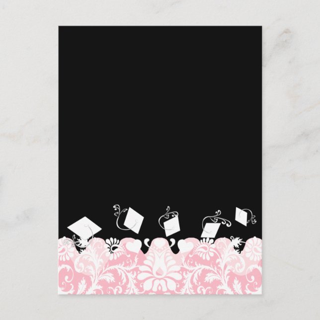 Cartão Postal De Convite Sua Casa Aberta de Graduação Rosa (Frente)