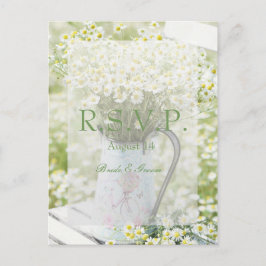 Cartão Postal De Convite Summerfield Daisies Chamomile Flower Weding RSVP