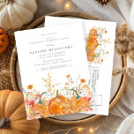 Cartão Postal De Convite SURPRESA FESTA 60º Aniversário Pumpkin Wildflower<br><div class="desc">As abóboras de queda estão aninhadas em delicadas flores silvestres amarelas do ouro e laranja para criar uma estética elegante. Todo o texto é editável para que você possa facilmente artesanato seu próprio humor especial.</div>