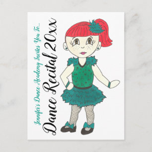 Cartão Postal De Convite Tap Dancing Girl Custom Dance Studio Considerando