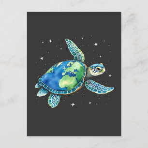 Cartão Postal De Convite Tartaruga marinha Dia da Terra 2025 Animais do Mar