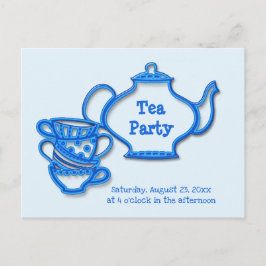 Cartão Postal De Convite Tea Party com Kettle e Cups