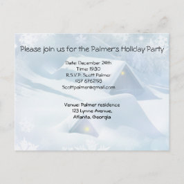 Cartão Postal De Convite Telhado coberto de neve em uma floresta