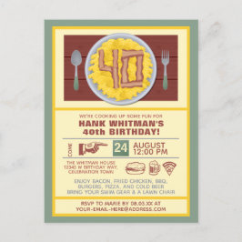 Cartão Postal De Convite Tema de Bacon Engraçado do aniversário de 40 anos