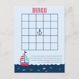 Cartão Postal De Convite Tema Náutico - Jogo do Bingo do Chá de fraldas