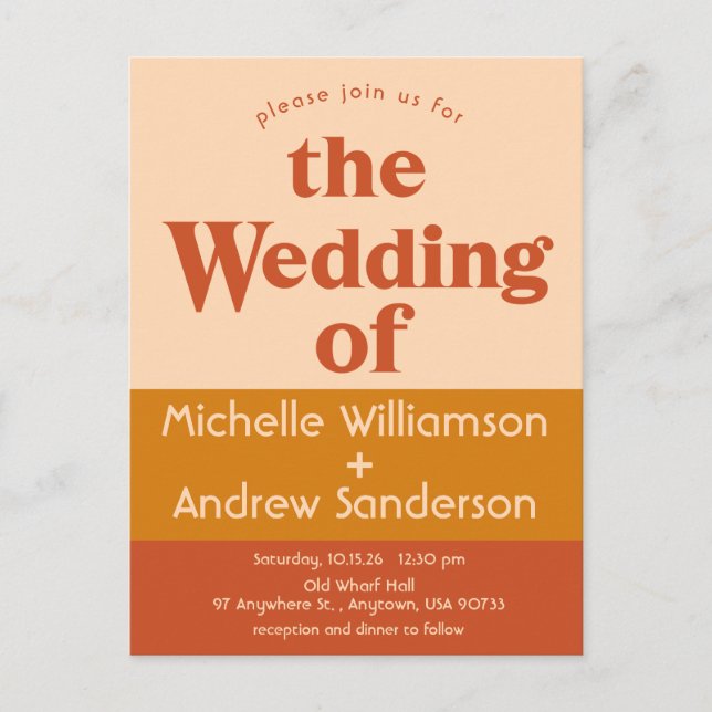 Cartão Postal De Convite Terracota Laranja Moderno Retro  (Frente)