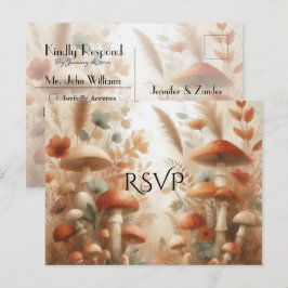 Cartão Postal De Convite Terracotta Cogumelo Floresta Mágica Casamento RSVP