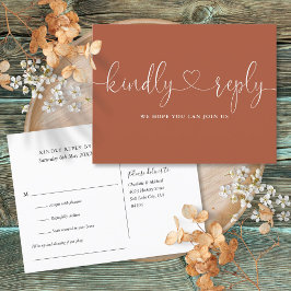 Cartão Postal De Convite Terracotta Heart Script Song Request RSVP