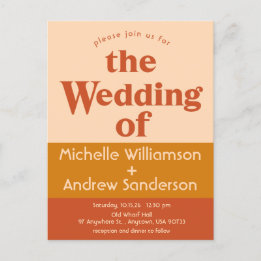 Cartão Postal De Convite Terracotta Laranja Moderno Retro 