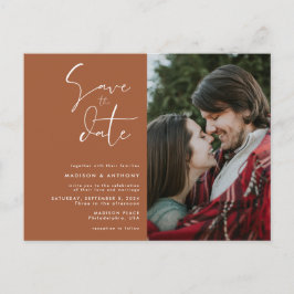 Cartão Postal De Convite Terracotta Save the Date Minimalista Fotografia de