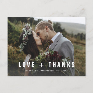 Cartão Postal De Convite Texto Moderno Simples Foto De Casamento Obrigado