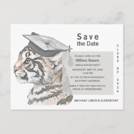 Cartão Postal De Convite Tiger Grad | Graduation Save the Date Card