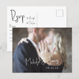 Cartão Postal De Convite Tipografia de Script Minimalista Foto Casamento RS