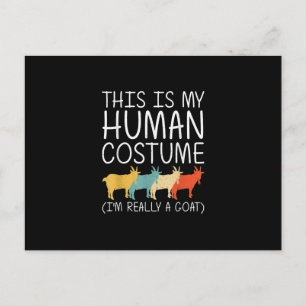 Cartão Postal De Convite Traje de cabra para humanos no Halloween