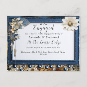 Cartão Postal De Convite Trendy 3-D Denim Impressão com Costume Jewelry