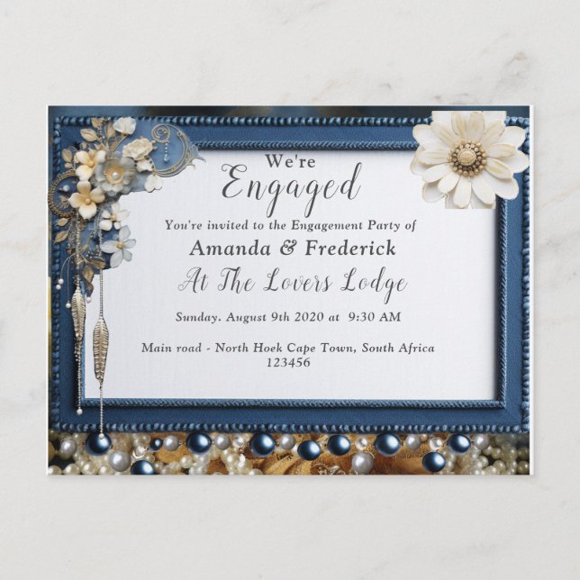 Cartão Postal De Convite Trendy 3-D Denim Impressão com Costume Jewelry (Frente)