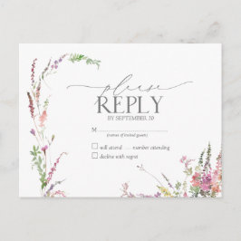 Cartão Postal De Convite Trendy Elegant Wildflower Wedding RSVP