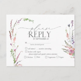 Cartão Postal De Convite Trendy Elegant Wildflower Wedding RSVP