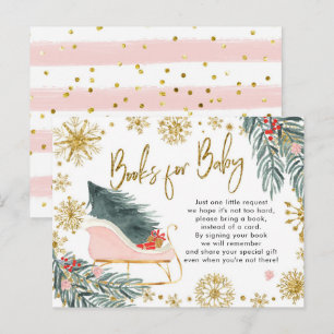 Cartão Postal De Convite Trenó rosa oh que divertido Livros de Inverno para