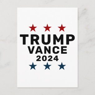 Cartão Postal De Convite Trump Vance 2024 Estrela Clássica