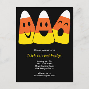 Cartão Postal De Convite Truque doce de milho doce ou festa de Halloween