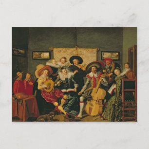 Cartão Postal De Convite Um partido musical, c.1625