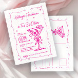 Cartão Postal De Convite Um Tini Bit Antigo Espresso Martini 60º Aniversári<br><div class="desc">Whimsical e feminina,  este convite de aniversário para o tema "espresso martini" apresenta um grande martini de rabisco rosa e um quadro. Todo o texto é editável.</div>